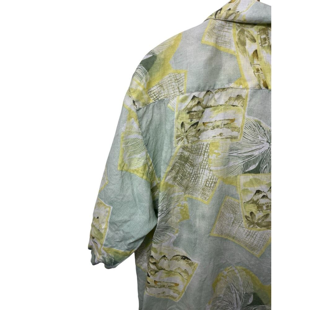 Tommy Bahama Hawaiian Shirt Mens Small Yellow Linen Floral Print Loop Collar - Picture 3 of 8